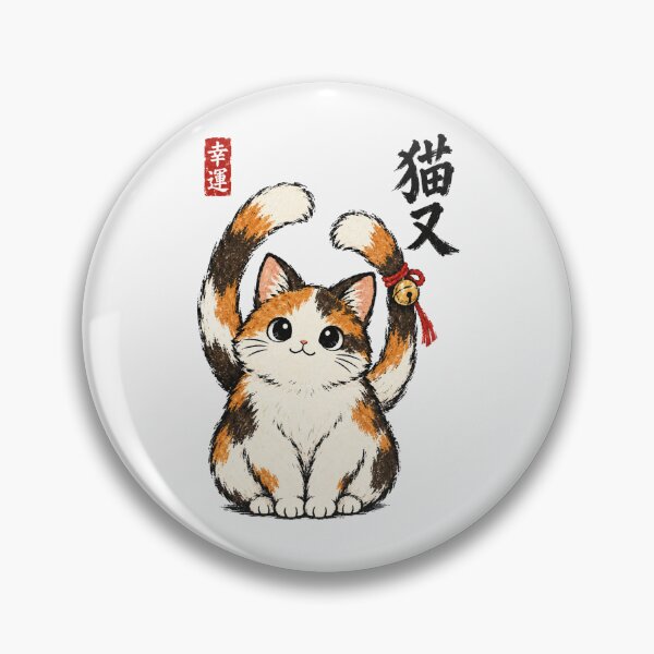 Item preview, Nekomata Two Tailed Cat Japanese Calico Cat Simple Art designed and sold by Yellowriversss.
