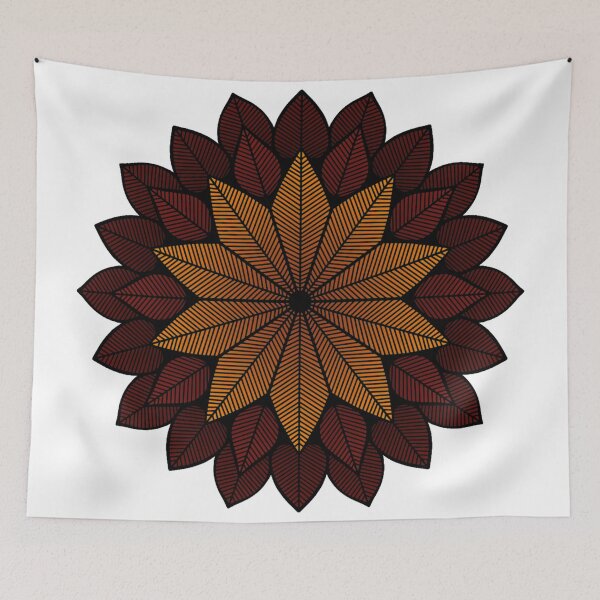 Item preview, Autumn Leaves Geometric Round Mandala Pattern designed and sold by FioreDiCiliegio.