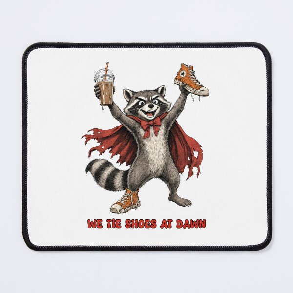 Item preview, We Tie Shoes At Dawn funny raccoon designed and sold by TeeARTHY.