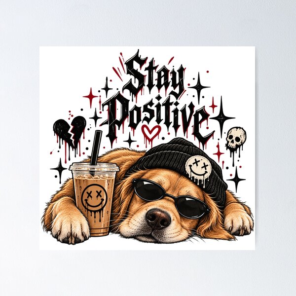 Item preview, Stay Positive Pup Dog designed and sold by FavePopCulture.