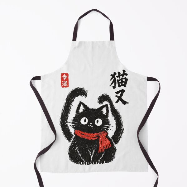 Item preview, Black Cat Nekomata Kawaii Japanese Two Tail Cat Simple Art designed and sold by Yellowriversss.