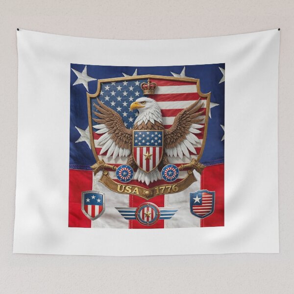 Item preview, Custom USA Bald Eagle 1776 Crest Flag designed and sold by Way Way Cool.