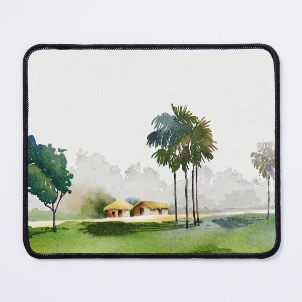 Item preview, Village farmhouse at sunrise - watercolour art designed and sold by moteemade.