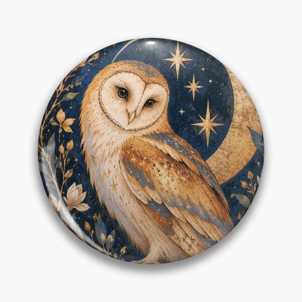 Item preview, Mystical Celestial Owl And Moon, Vintage Botanical Night Art designed and sold by TinyBirdyDesigns.