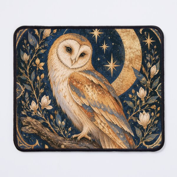 Item preview, Mystical Celestial Owl And Moon, Vintage Botanical Night Art designed and sold by TinyBirdyDesigns.