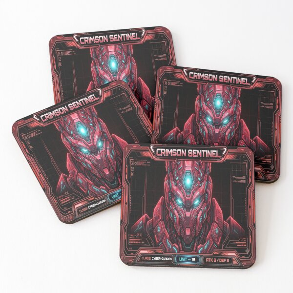 Item preview, Crimson Sentinel Cyber Guardian - Red Mecha TCG Playmat designed and sold by FABIOLART.