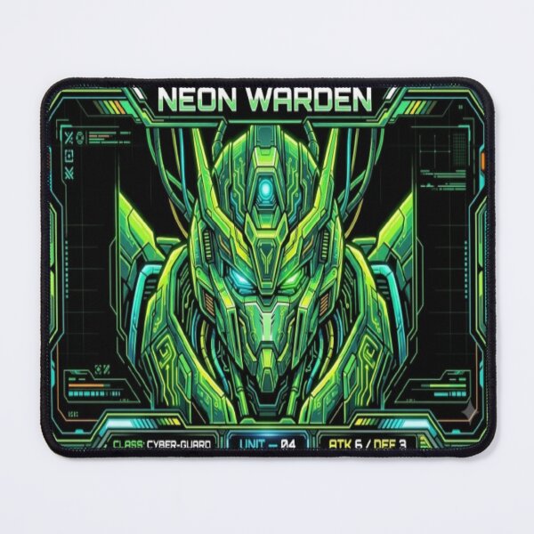 Item preview, Neon Warden Cyber Guard - Acid Green Mecha TCG Playmat designed and sold by FABIOLART.