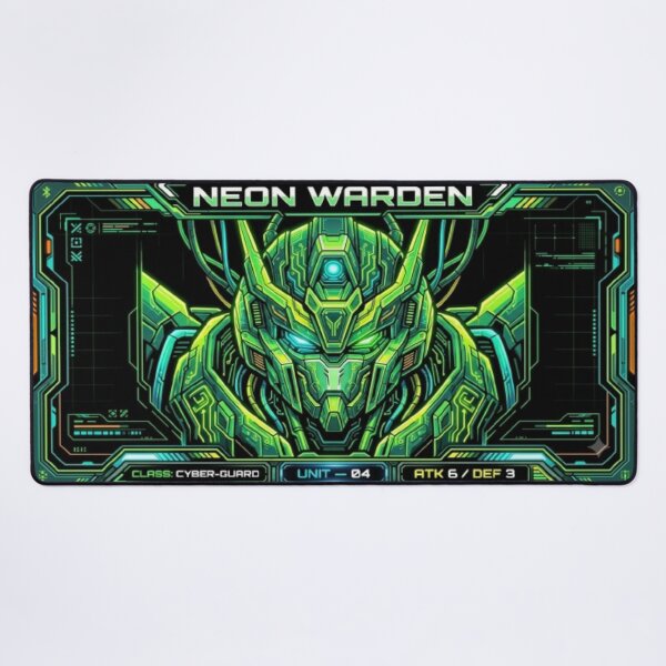 Item preview, Neon Warden Cyber Guard - Acid Green Mecha TCG Playmat designed and sold by FABIOLART.