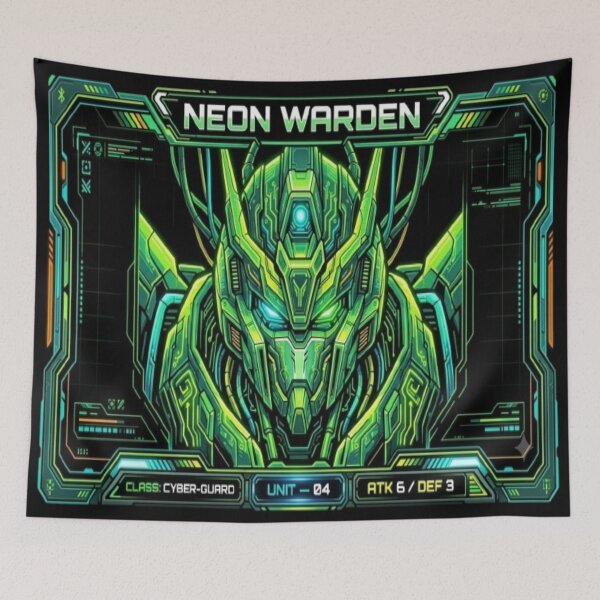 Item preview, Neon Warden Cyber Guard - Acid Green Mecha TCG Playmat designed and sold by FABIOLART.