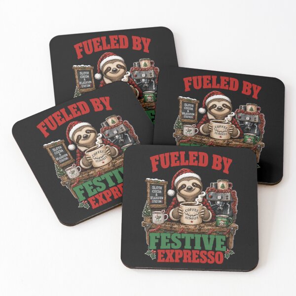 Item preview, Fueled By Festive Expresso Sloth Coffee Christmas designed and sold by Design Vibras.