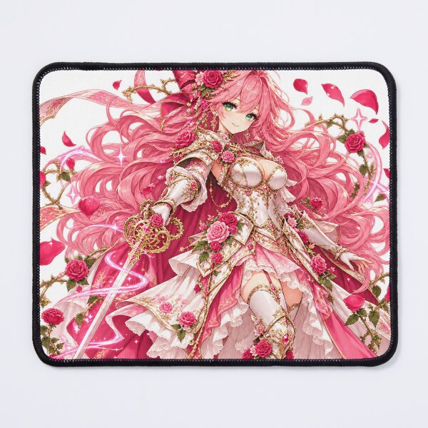 Item preview, Enchanted Rose Knight – Pink Fantasy Warrior Japanese style artwork designed and sold by Kubbykat.
