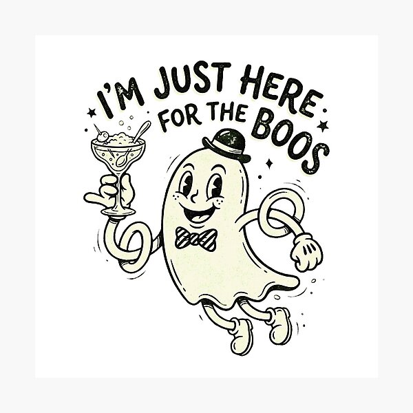 Item preview, I'm Just Here For The Boos - Retro Rubber Hose Ghost designed and sold by AOG-DESIGNS.