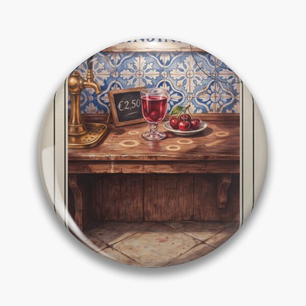 Item preview, Lisbon Ginjinha Bar Moment — Portuguese Drink Art designed and sold by stickercuffs.