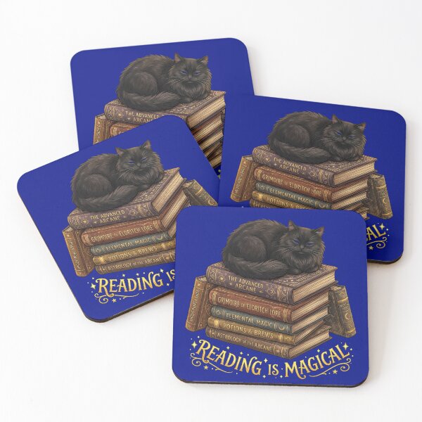 Item preview, Reading Is Magical - Fluffy Black Cat on Spell Books designed and sold by AOG-DESIGNS.