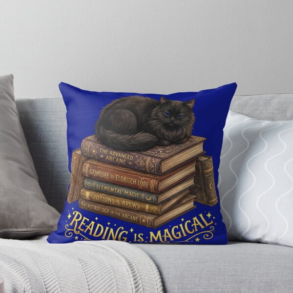 Item preview, Reading Is Magical - Fluffy Black Cat on Spell Books designed and sold by AOG-DESIGNS.