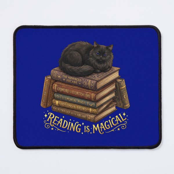 Item preview, Reading Is Magical - Fluffy Black Cat on Spell Books designed and sold by AOG-DESIGNS.