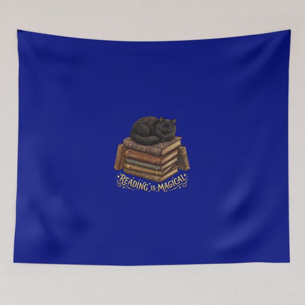 Item preview, Reading Is Magical - Fluffy Black Cat on Spell Books designed and sold by AOG-DESIGNS.