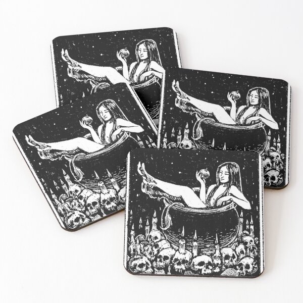 Item preview, XV The Deviless - Witch Cauldron Tarot Linocut Art designed and sold by Yanuta.