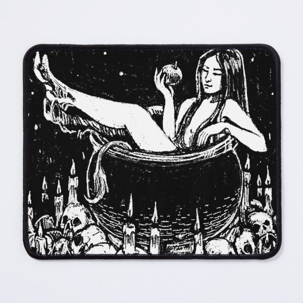 Item preview, XV The Deviless - Witch Cauldron Tarot Linocut Art designed and sold by Yanuta.