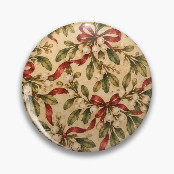 Item preview, Vintage Mistletoe Red Bow Christmas Pattern designed and sold by mycute-stickers.