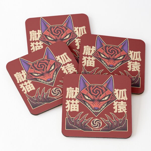 Item preview, Sinister Katz Mask Dark Fantasy Japanese Kanji Occult Art Courage designed and sold by CuteKats.