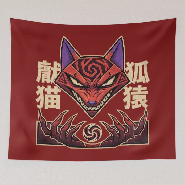 Item preview, Sinister Katz Mask Dark Fantasy Japanese Kanji Occult Art Courage designed and sold by CuteKats.