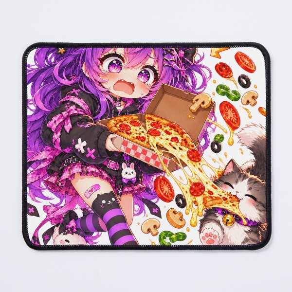 Item preview, Pizza Panic! – Kawaii Anime Girl & Mischievous Cat Japanese art style designed and sold by Kubbykat.