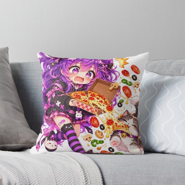 Item preview, Pizza Panic! – Kawaii Anime Girl & Mischievous Cat Japanese art style designed and sold by Kubbykat.