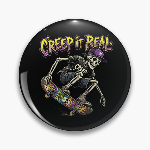 Item preview, Creep It Real - 90s Retro Skateboarding Skeleton designed and sold by AOG-DESIGNS.