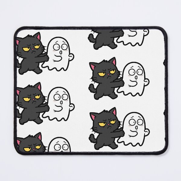 Item preview, Grumpy Black Cat Pushing Ghost Away | Funny Halloween Cat | Snarky Spooky Sticker designed and sold by Aisha Reda.