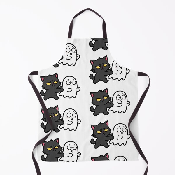 Item preview, Grumpy Black Cat Pushing Ghost Away | Funny Halloween Cat | Snarky Spooky Sticker designed and sold by Aisha Reda.