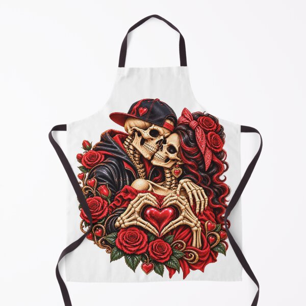 Item preview, Gothic Skeleton Couple in Love with Red Roses designed and sold by ArtSpark Studio.