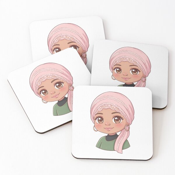 Item preview, Olive Green and Pink Lace Chibi Portrait designed and sold by TheModernMuslimchibi&more .