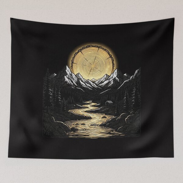 Item preview, Vintage Mountain River Tree Rings Wilderness Nature designed and sold by w66aboo.
