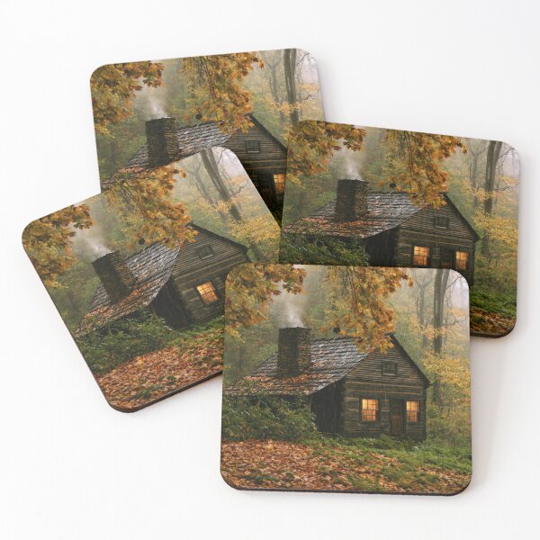Item preview, Rainy Autumn Cabin in the Woods designed and sold by scicilysimonee.