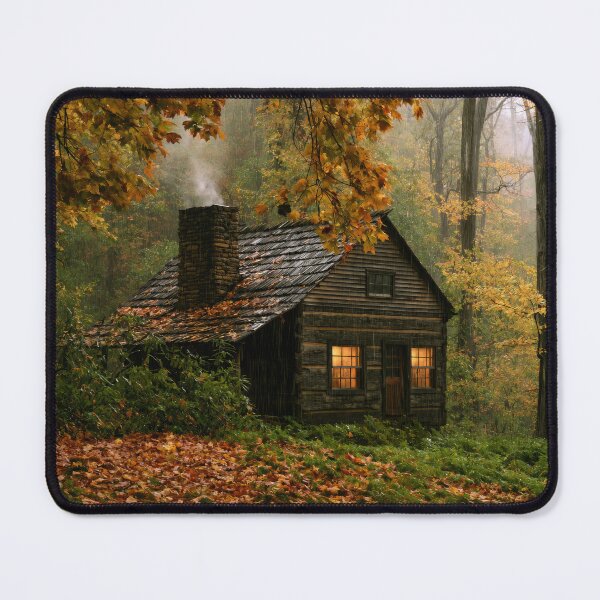 Item preview, Rainy Autumn Cabin in the Woods designed and sold by scicilysimonee.