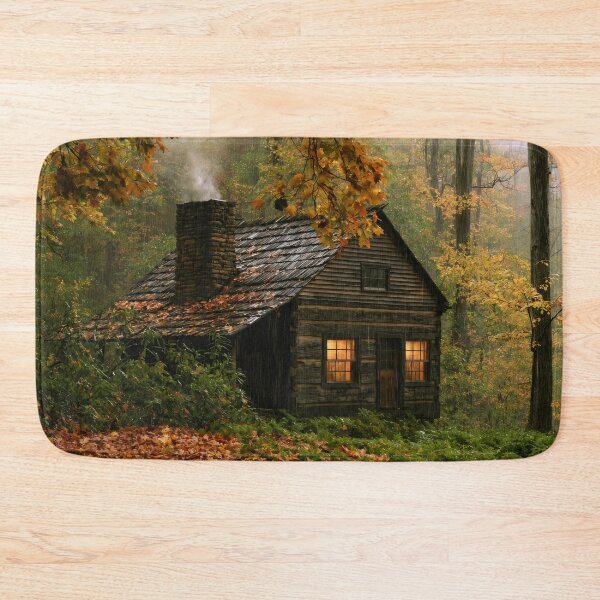 Item preview, Rainy Autumn Cabin in the Woods designed and sold by scicilysimonee.