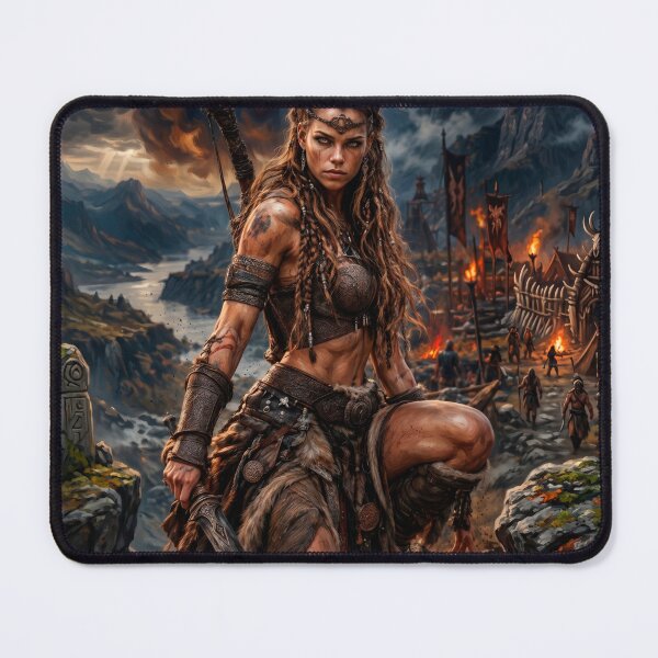 Item preview, Epic Amazon Warrior Near Orc Camp – Dark Fantasy Art designed and sold by VALKYRAART53.