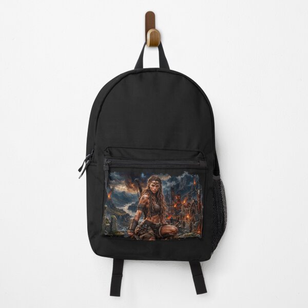 Item preview, Epic Amazon Warrior Near Orc Camp – Dark Fantasy Art designed and sold by VALKYRAART53.