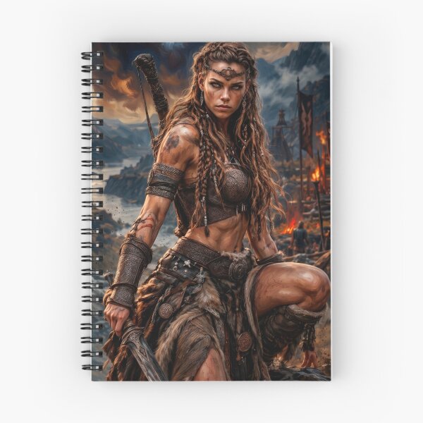 Item preview, Epic Amazon Warrior Near Orc Camp – Dark Fantasy Art designed and sold by VALKYRAART53.