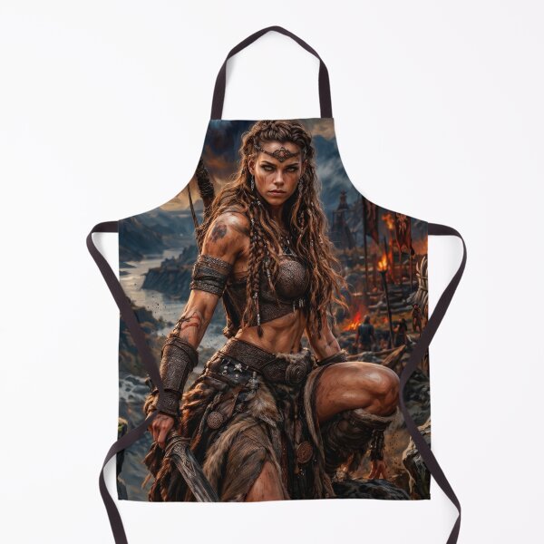 Item preview, Epic Amazon Warrior Near Orc Camp – Dark Fantasy Art designed and sold by VALKYRAART53.
