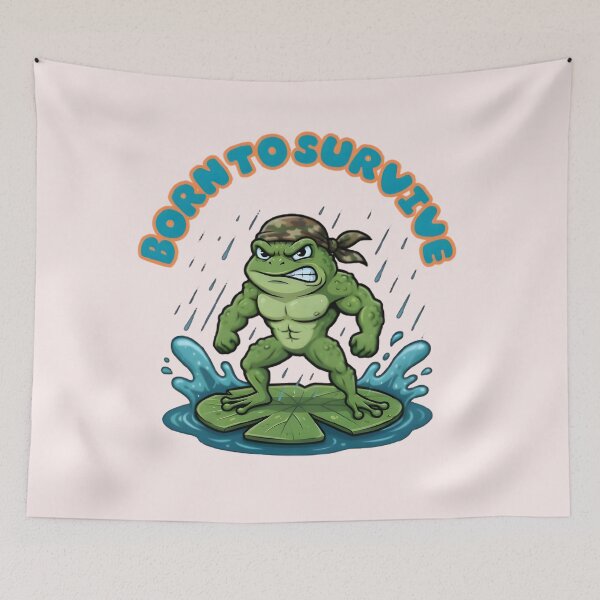 Item preview, Born To Survive Tough Frog designed and sold by ZeroContextArt.
