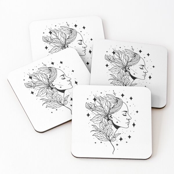 Item preview, Black and White Image of Ethereal Mother Nature Line Art - Celestial Flora Goddess. designed and sold by Giulivo Store Graphic.
