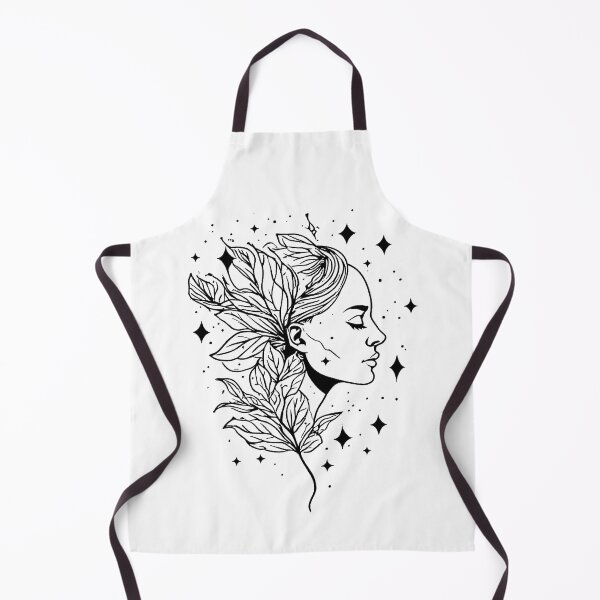 Item preview, Black and White Image of Ethereal Mother Nature Line Art - Celestial Flora Goddess. designed and sold by Giulivo Store Graphic.