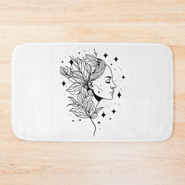 Item preview, Black and White Image of Ethereal Mother Nature Line Art - Celestial Flora Goddess. designed and sold by Giulivo Store Graphic.