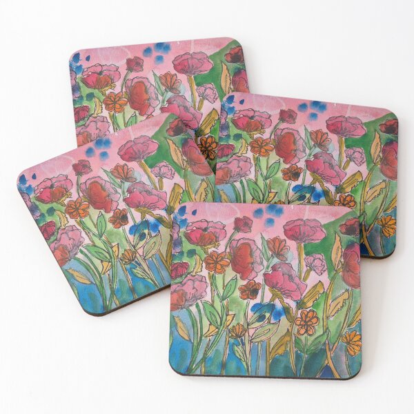 Item preview, Wildfire Bloom Watercolor Abstract Floral Pattern Art designed and sold by TheCalmingCanvas.