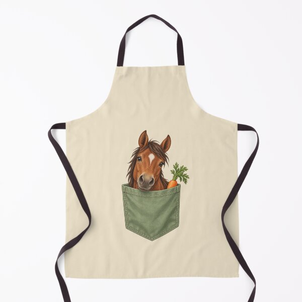 Item preview, Curious Pocket Horse with Carrot - Sage Green Equestrian Art designed and sold by Glottopia.