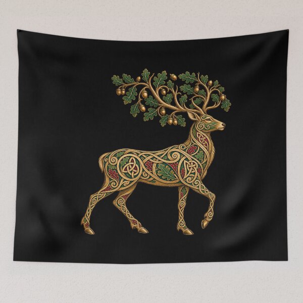 Item preview, Celtic stag with oak trees and interlacing patterns designed and sold by lAnJefurtifeu.