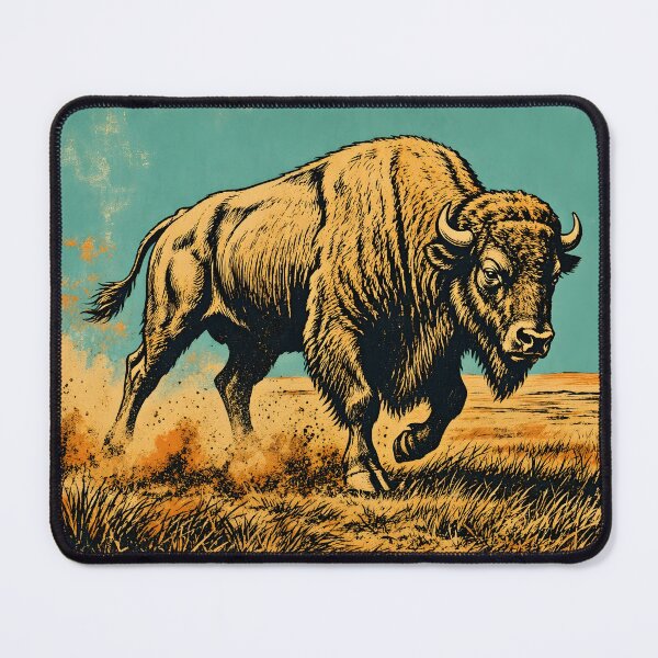 Item preview, Wild American bison charging furiously designed and sold by WirelessChimp.