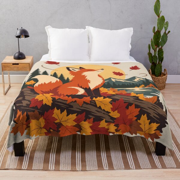 Item preview, Autumn Fox Lake Forest Landscape Nature Graphic designed and sold by karamram.